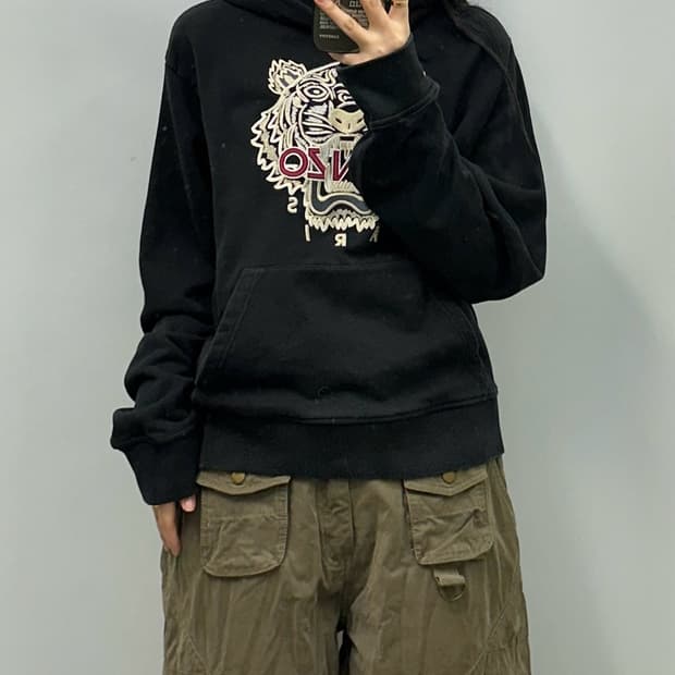 겐조 빅로고 블랙 후드티