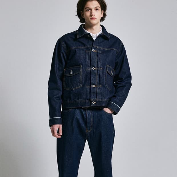 아웃스탠딩 2세대 라운드 포켓 셀비지 데님자켓 트러커 L