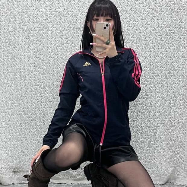 아디다스 Y2K 레트로 트윙클 핑크 삼선 져지 집업 M C13520