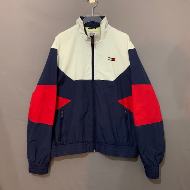 L 타미힐피거 올드스쿨 컬러 블록 바람막이 자켓
