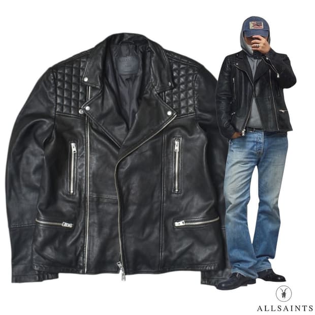 올세인츠 양가죽 체커 라이더 가죽 자켓 L N1157