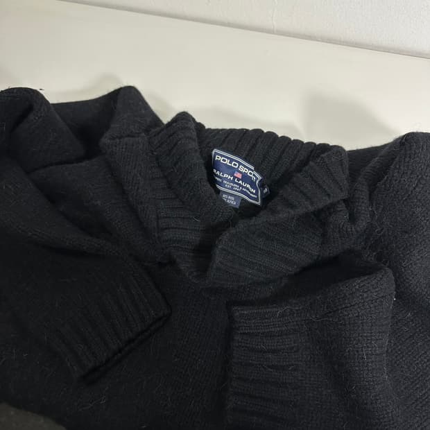 105-110 폴로 랄프로렌 스포츠 블랙 알파카혼방 숄카라 니트