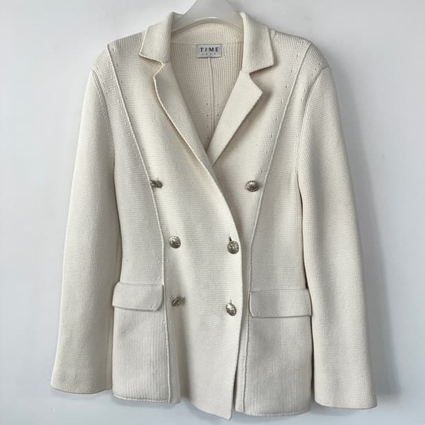 타임 더블 브레스트 니트 자켓