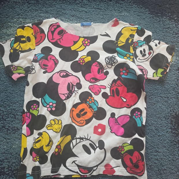 🐶구매시덤) 디즈니 리조트 미니마우스 반팔 목부분 컷팅커스텀 표기S