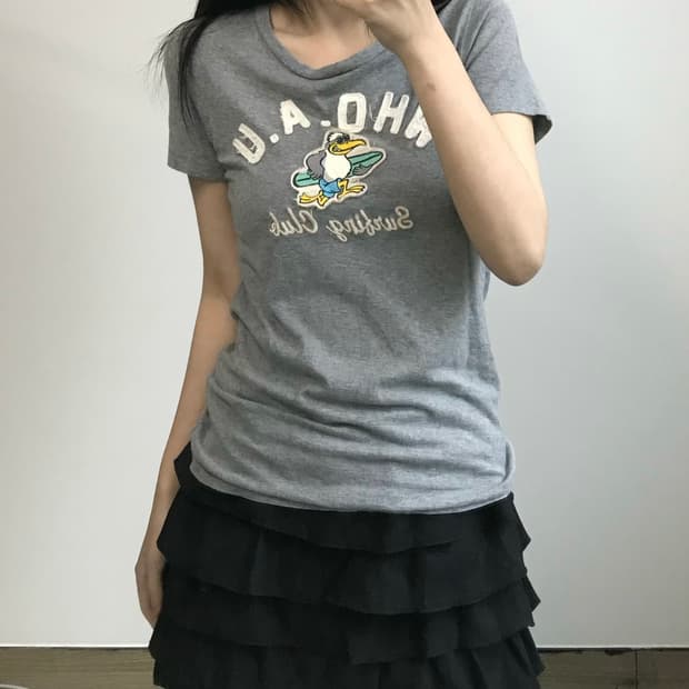 후아유 그레이 반팔 티셔츠