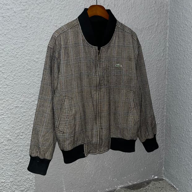 라코스테 리버시블 체크 블루종