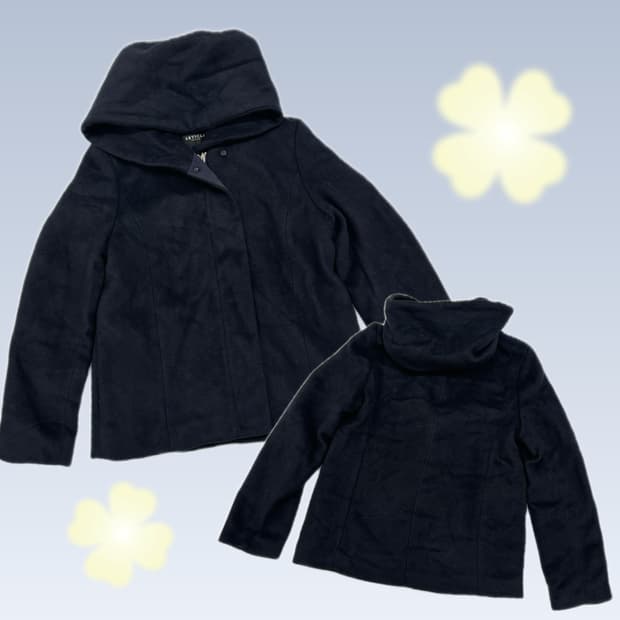 ARTICLE 네이비 후드 숏 집업 코트 그런지 러블리 히피 하구미 