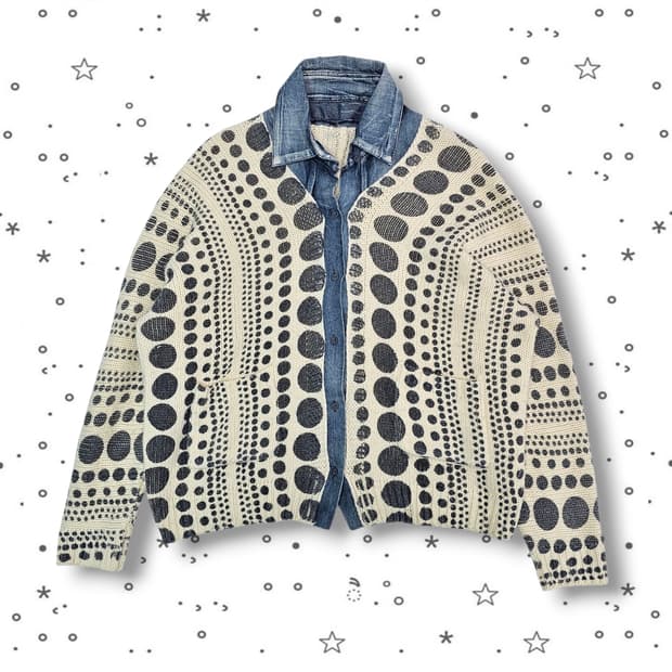  VTG 데님 도트 니트 