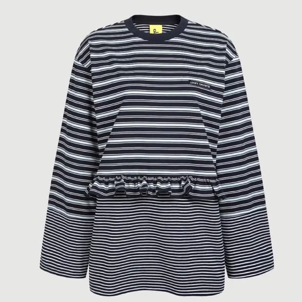 럭키슈에뜨 stripe mix loose-fit long sleeve T