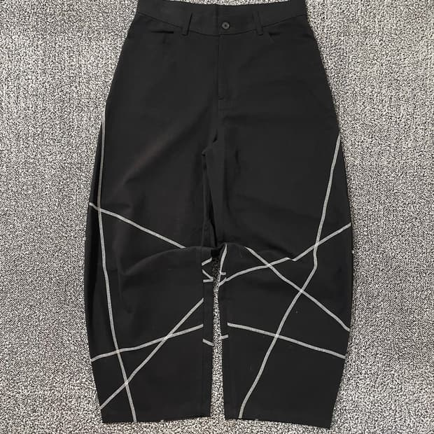 빈티지9. 노메뉴얼 S.L 와이드팬츠 스티치 포인트 데님팬츠 블랙 청바지