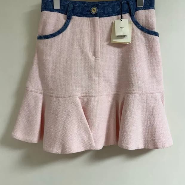 정품)산드로 트위드 데님 스커트36