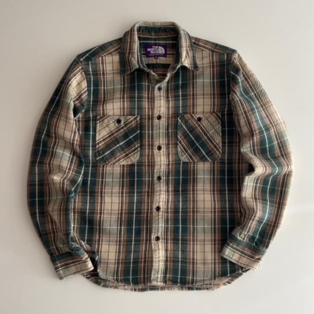 노스페이스 퍼플라벨 투포켓 체크셔츠 M
