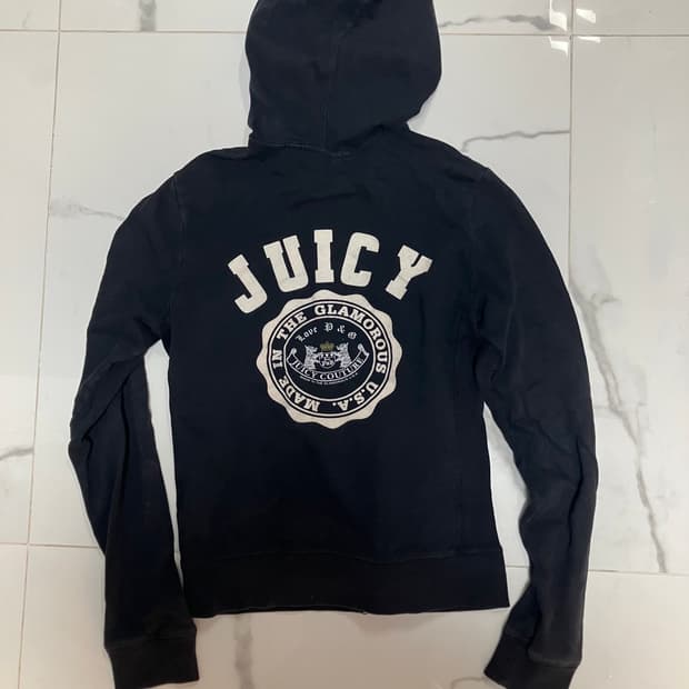 Y2K 쥬시 꾸뛰르 (초 희귀) 코튼 후드 집업 블랙 크레스트