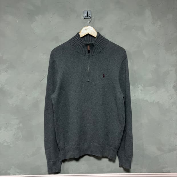 폴로 랄프로렌 신형 니트 반집업 그레이 버건디