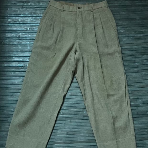 Beige wide wool slacks