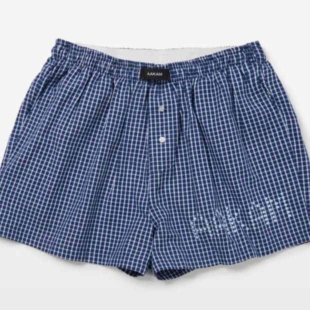 아캄 Check Boxer Navy 새깅 팬티