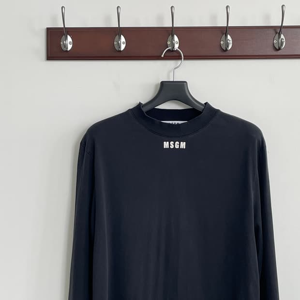 MSGM 로고 블랙 긴팔 티셔츠