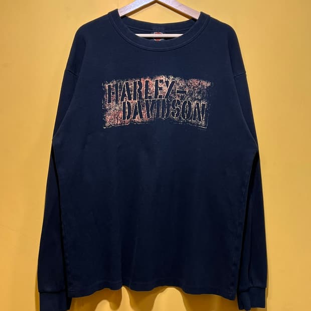 [XL] 할리데이비슨 USA 빈티지 써멀 와플 맨투맨 스웻셔츠