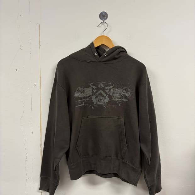 M) JPN 브라운 그래픽 후드티 T378