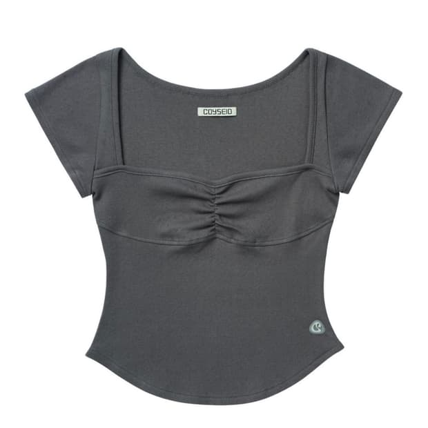 코이세이오 punching shirring top charcoal