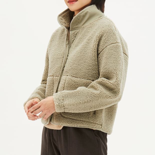 탑텐 에코 쉘파 하이넥 가디건