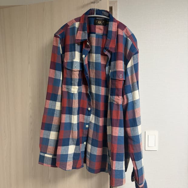 더블알엘 인디고 플레이드 남성 워크 셔츠 782928524 Large