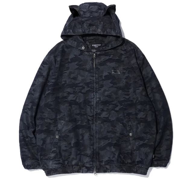 크리틱 데빌이어 카모 데님집업 블루블랙
