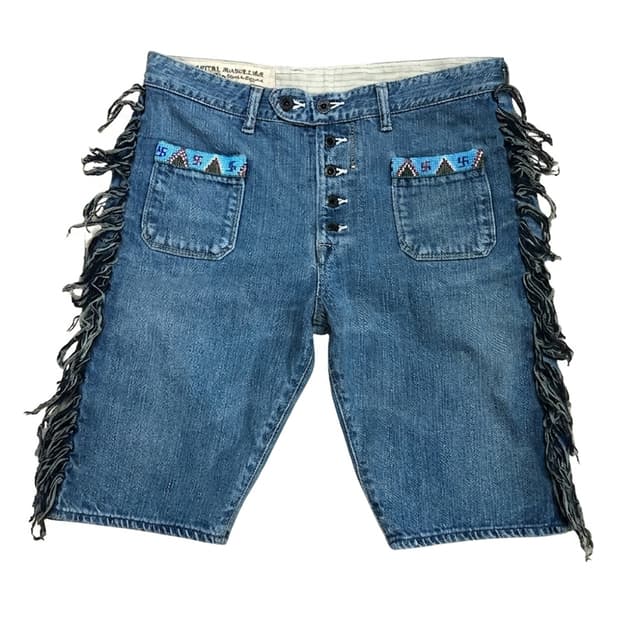 캐피탈 나바호 비즈 프린지 하프 데님팬츠 XL