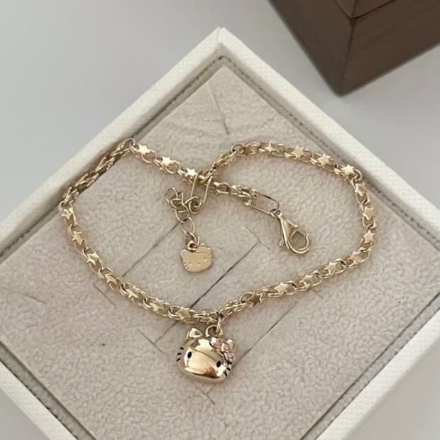 14k 고양이 별체인 팔찌