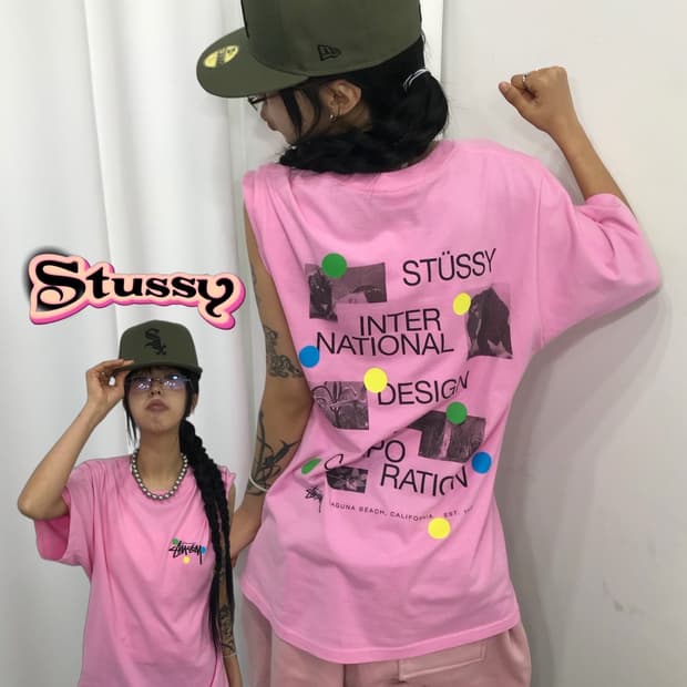 Stussy Dots Pink T-shirt