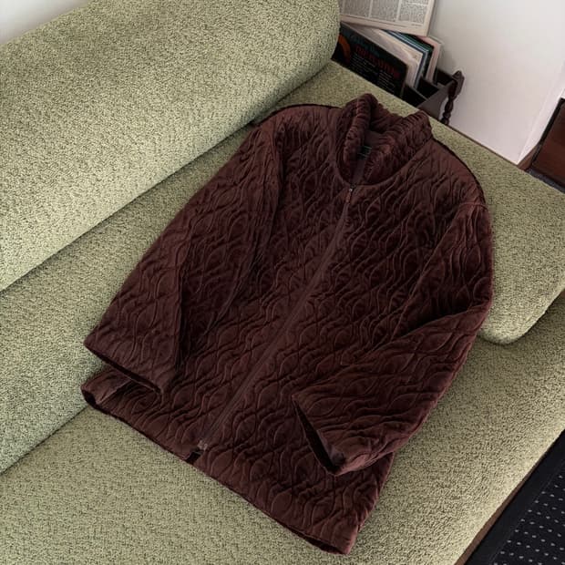 velour quilting zip-up jumper