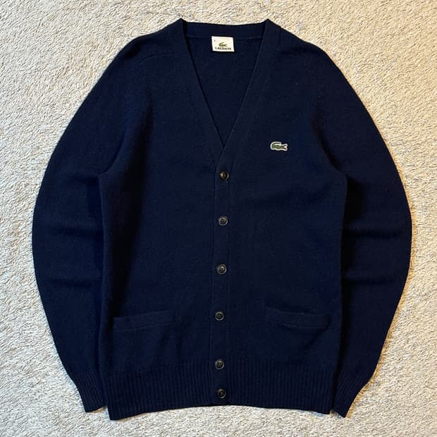 라코스테 LACOSTE 브이넥 울 가디건 네이비