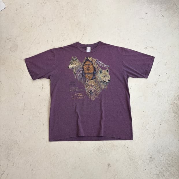 90s USA Native American 빈티지 반팔티 XL