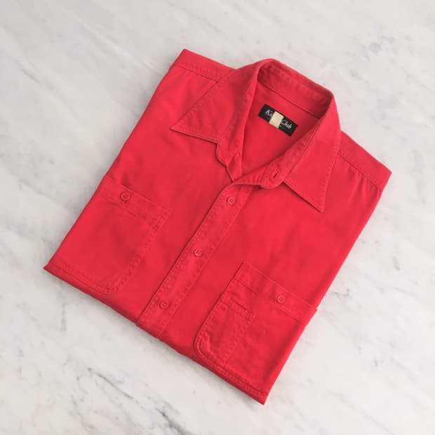 빈티지 투포켓 레드 데님 워크 셔츠 남성 105 사이즈