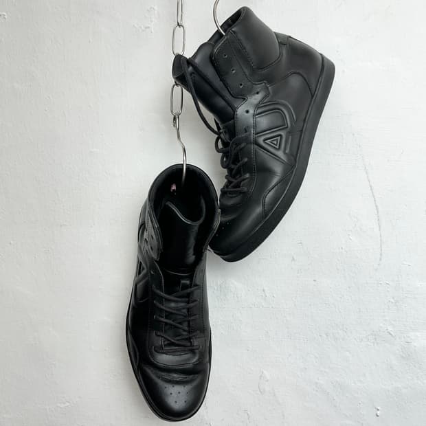 Armani Jeans Logo Black Leather High-Top