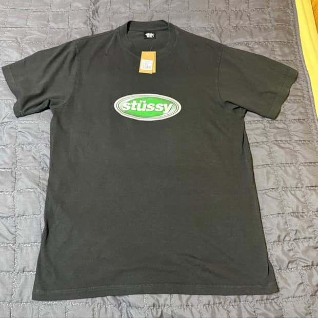 stussy,스투시 엠블럼 티셔츠 피그먼트 다이드 블랙 M 팝니다