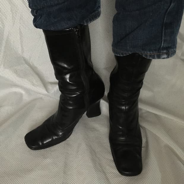 Prada black leather boots 