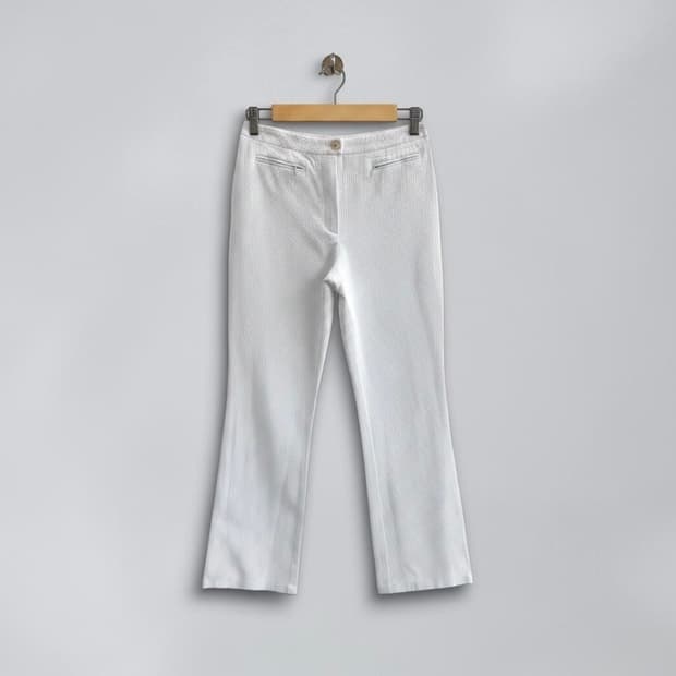 .36/ 샤넬 02AW 화이트 엠보싱 코튼 팬츠