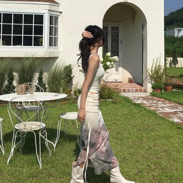 배디 투웨이 셔링스커트 크림