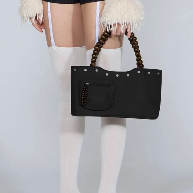 Zen Wood Beads Bag Black