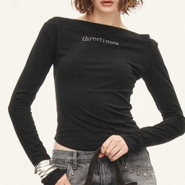 쓰리타임즈 블러쉬 티 블러시 블랙 blush tee threetimes