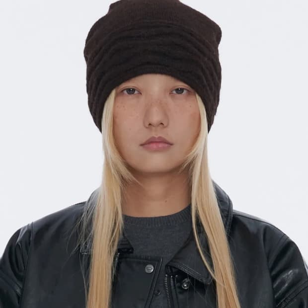 웰빙익스프레스 오버사이즈 비니 브라운