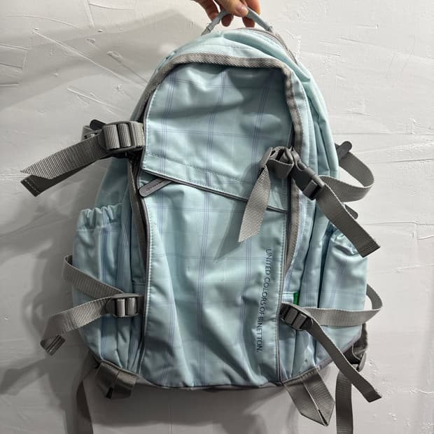 benetton check backpack