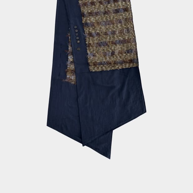 0tape 공테잎 프리폼 랩 네이비 스커트 머플러