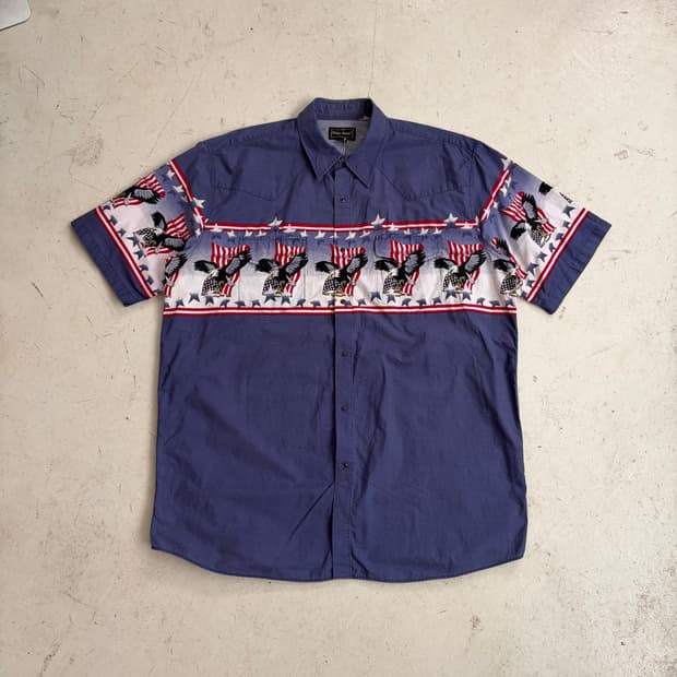 High Noon 빈티지 웨스턴 반팔셔츠 2XL