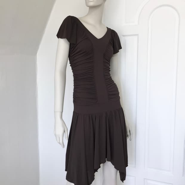 Japan Designer brown Shirring Dress