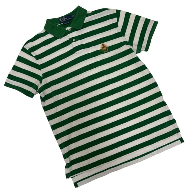 폴로 랄프 로렌 크레스트 자수 스트라이프 피케 셔츠