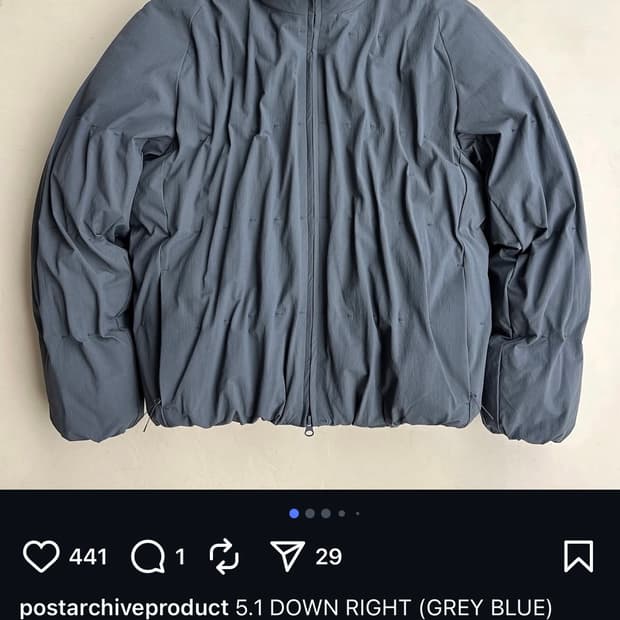 파프 PAF 패딩 5.1 down right 그레이 블루 XL