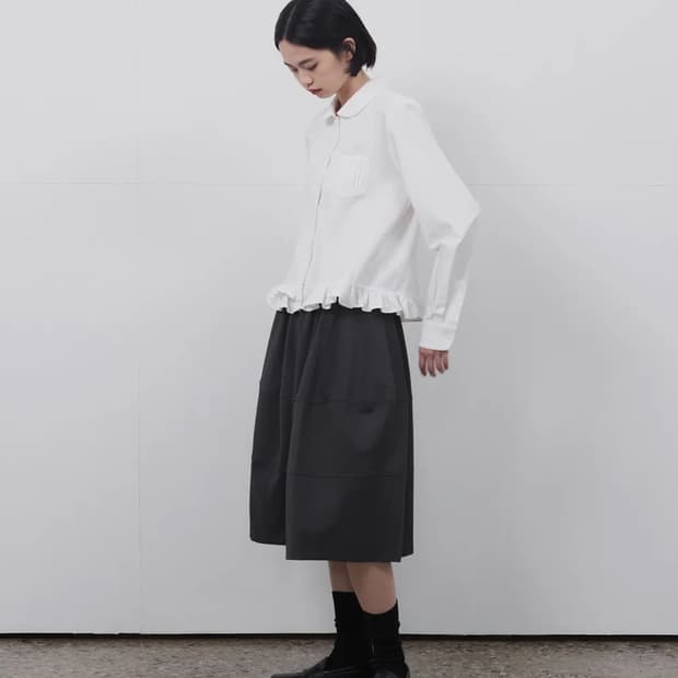 오헤시오 프릴 포켓 블라우스 아이보리 셔츠