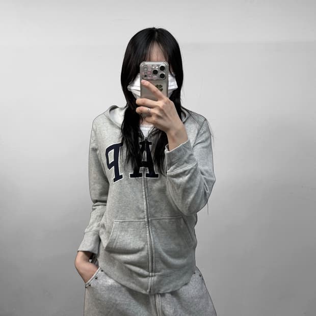 갭 Gap 스펠 로고 후드집업 그레이